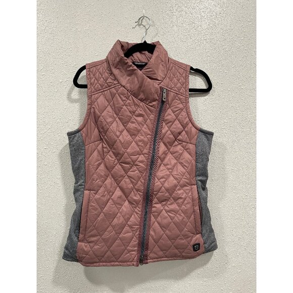 Noble Outfitters Women’s Medium Quilted Vest Pink Grey Asymmetrical Equestrian - Picture 1 of 5